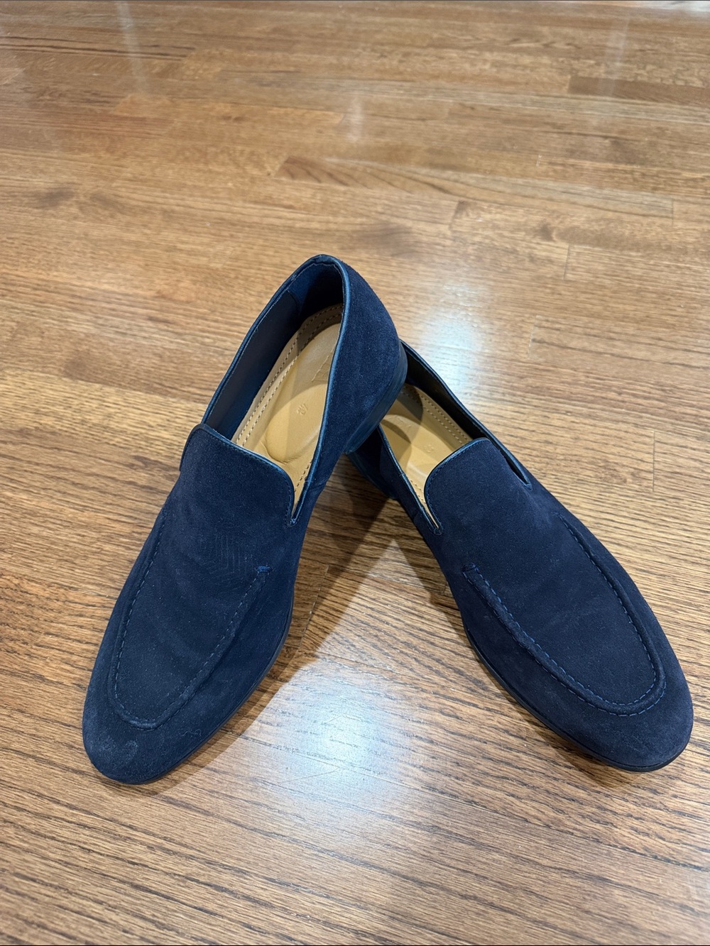 Zara Men's Navy Suede Slip-On Loafers